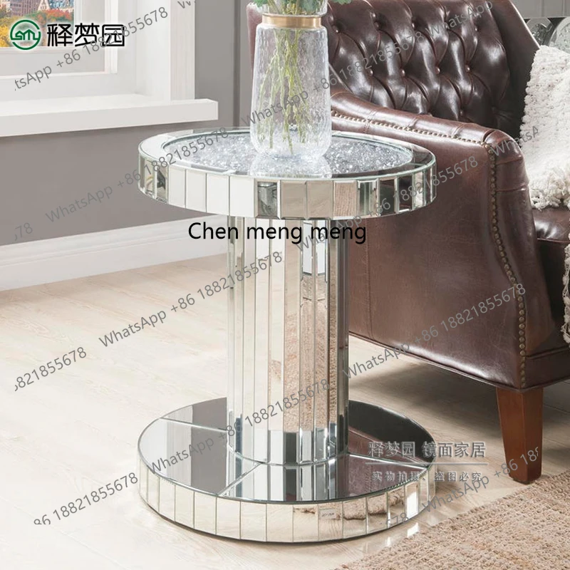 طاولة شاي اسكندنافية مستديرة وحديثة وبسيطة وخفيفة فاخرة وطاولة عرض زاوية ومرآة وطاولة مستديرة صغيرة #2