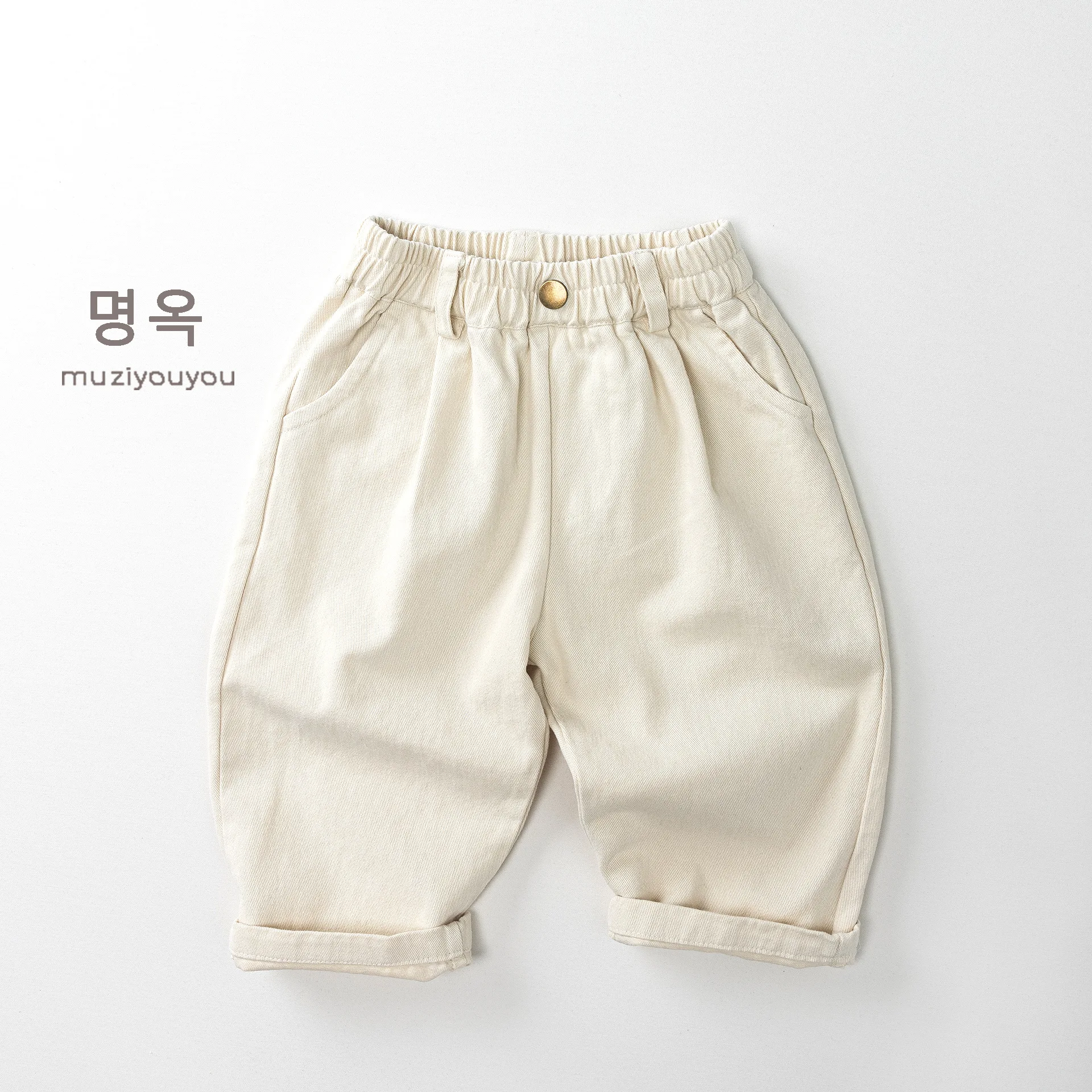 2026 Autumn New Children Cotton Casual Pants Baby Loose Harem Pants Boys Girls Solid Trousers Fashion Kids Clothes 5