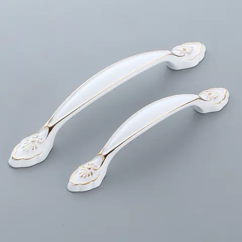 Aluminum Cabinet Handle European-style Simple Ivory White Kitchen Cupboard Door Handle Wardrobe Drawer Knob Furniture Handle