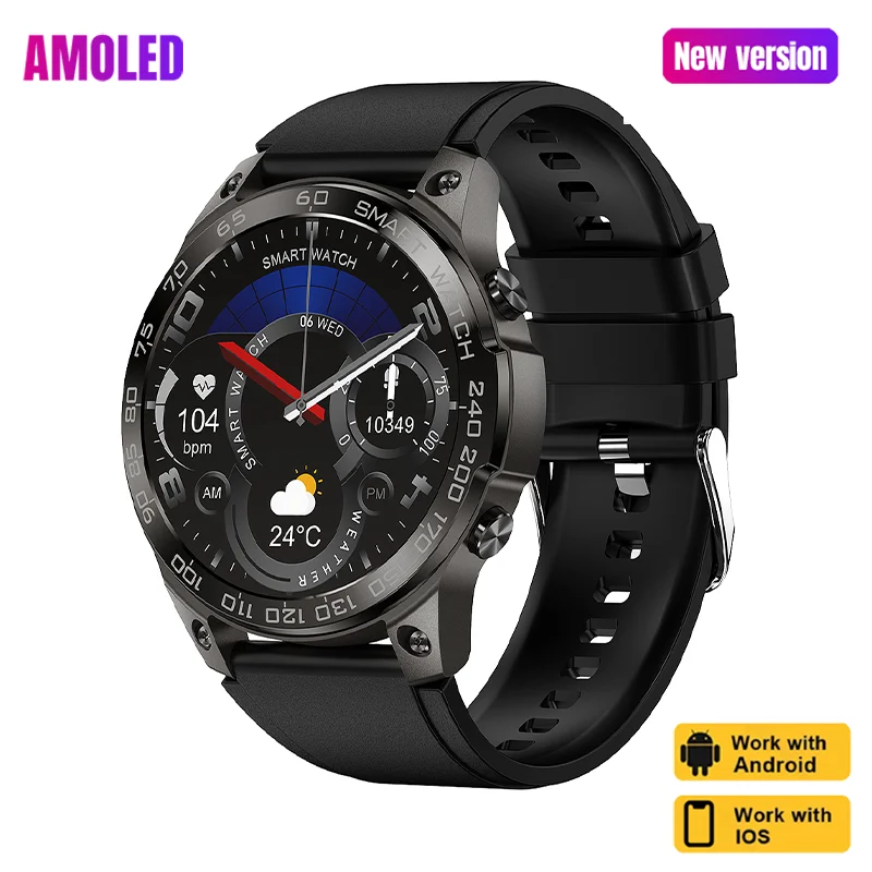 2023 New AMOLED Smart Watch Men Always-on Display Cusotm Dial Calling Sport Watches IP68 Waterproof Smartwatch For Huawei Xiaomi