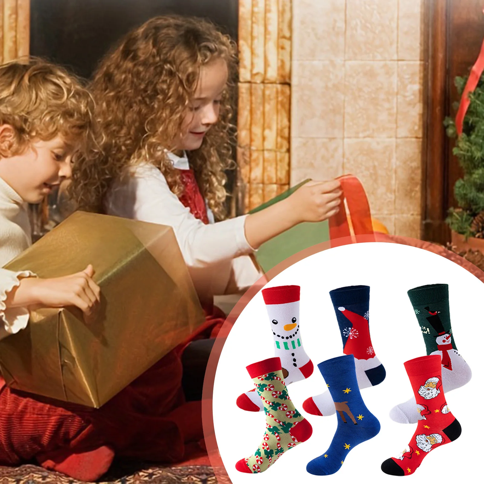 6 أزواج عيد الميلاد الجوارب مجموعة للجنسين القطن منتصف طاقم حفلة العجل طول الجوارب مع أنماط احتفالية امتصاص العرق كل موسم ارتداء