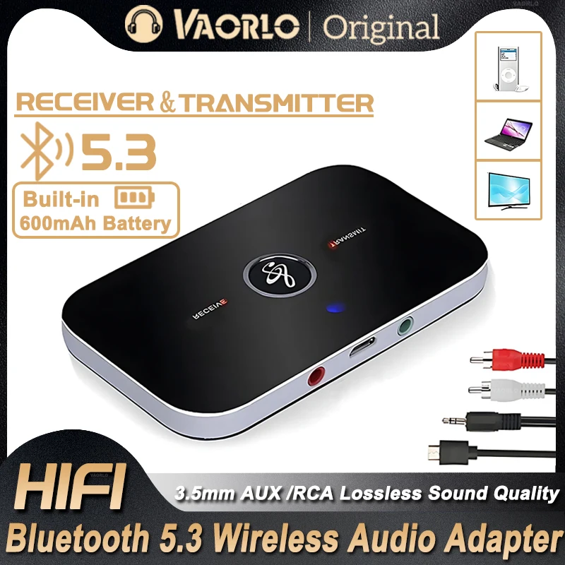 New Upgraded Bluetooth 5.3 Audio Receiver Transmitter 3.5mm/RCA hifi Stereo Wireless Audio Adapter for Car kit PC TV Speaker