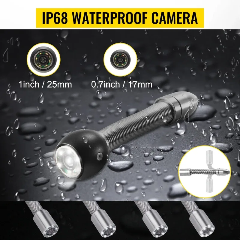 98.4 قدم/30 م 4.3 بوصة فحص استنزاف الأنابيب مع وظيفة DVR وأضواء LED مقاومة للماء IP68 Borescope #3