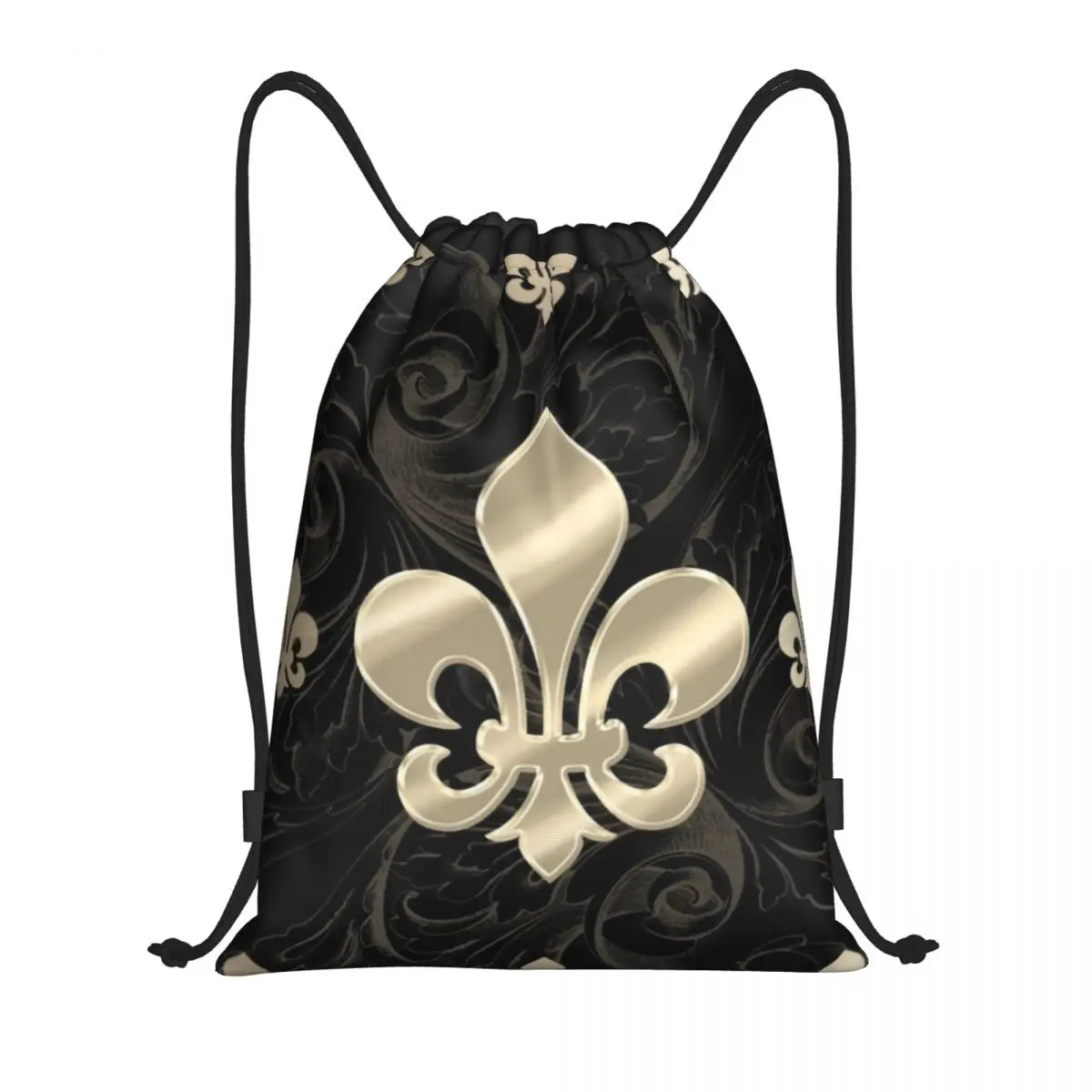 Mochila com cordão Fleur De Lys para homens e mulheres, dobrável, esporte, ginásio, flor de lírio, saco de treinamento