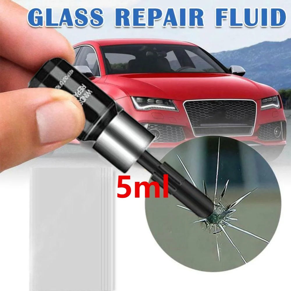 Kit de Reparación de Vidrios de Automóviles de 5 ml, Elimina Grietas en Ventanas, Repara Arañazos en Automóviles, Camiones, Motocicletas, Repara Grietas en Parabrisas