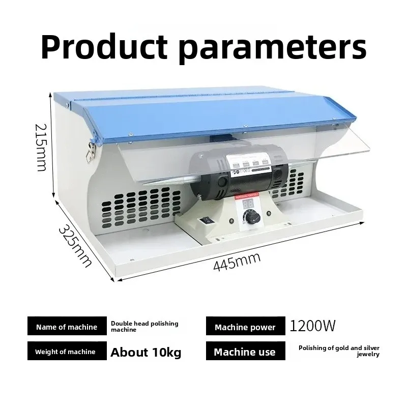 for Small Desktop Double Head Polishing Machine for Gold Silver Jewelry with Lamp Speed Regulation Digital Display Grinding