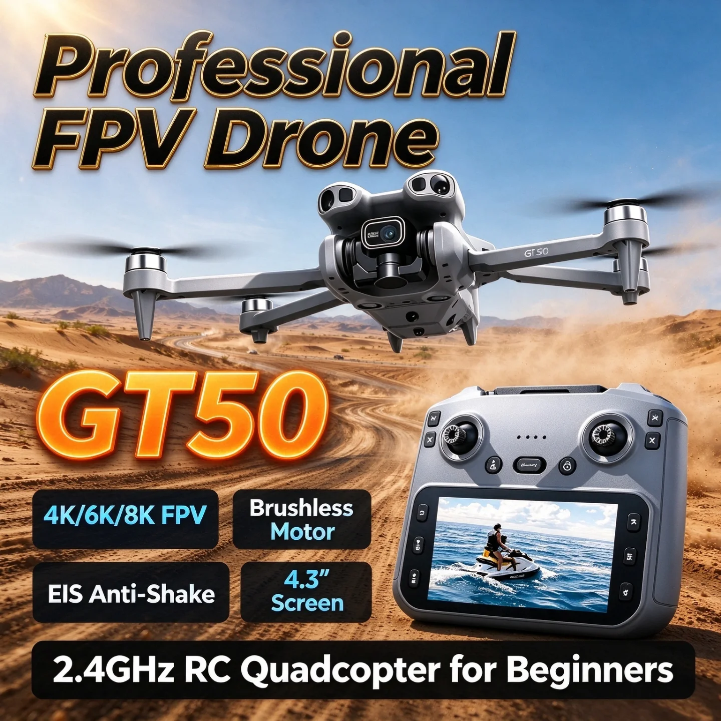 Fpv Brushless Rc Drone 4K - 4K/6K/8K FPV Drone GT50 with Dual