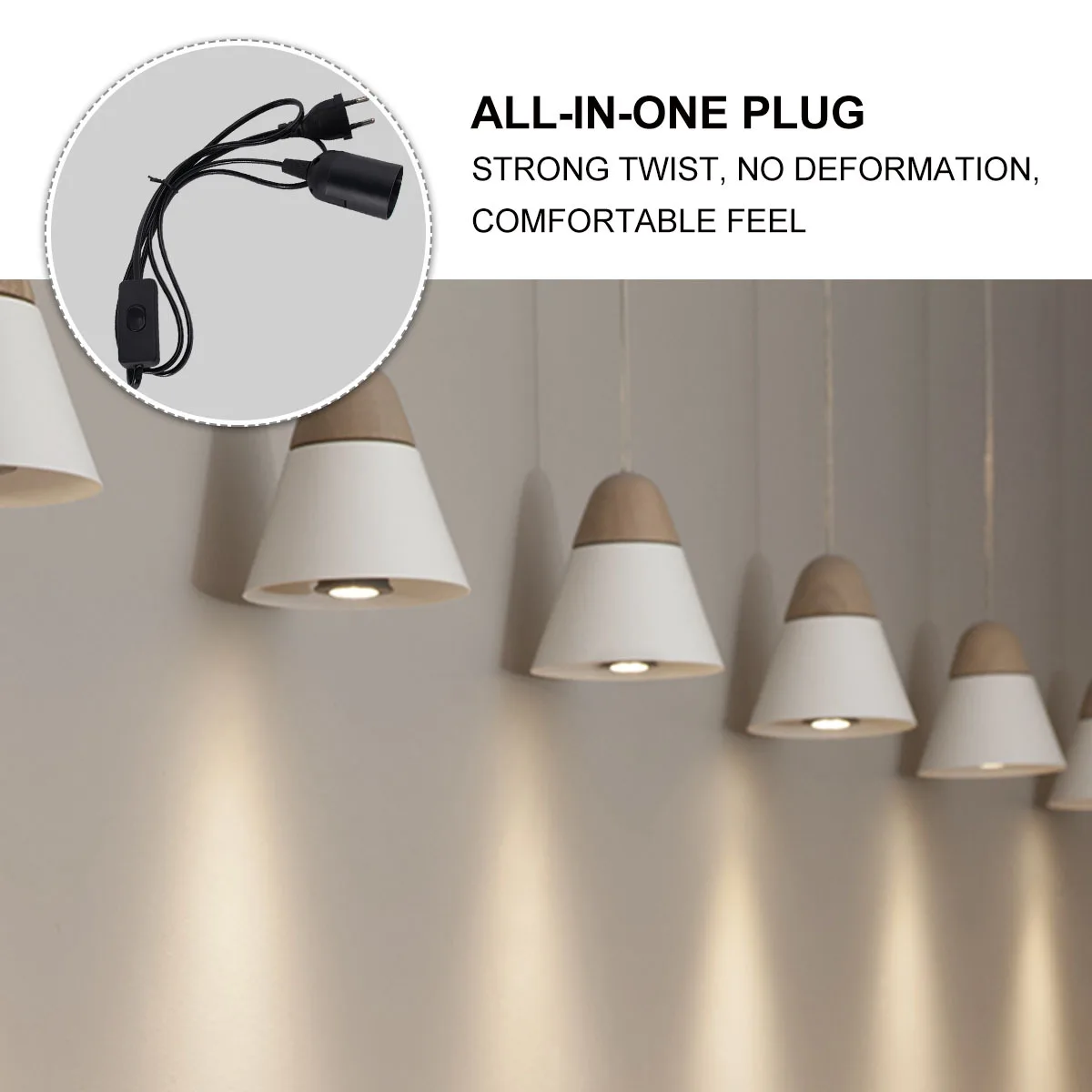 

Power Cable E27 Lamp Holder 1.8m Extension Cord LED Bulb Cable Plug Base Eu Plug for Indoor Use E27 Lamp Holder