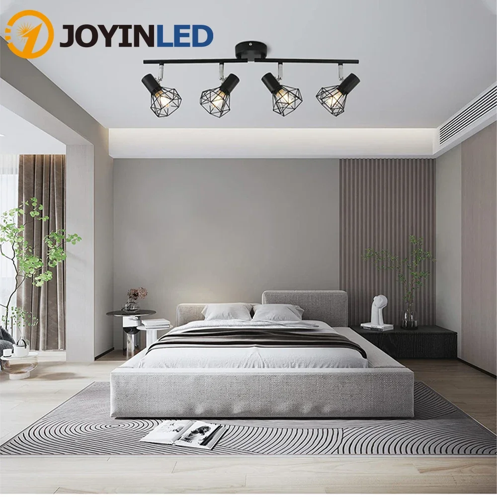 

4 Head Track Lighting, AC90-260v Simple Style LED Ceiling Spot Lighting, Industrial Clothing Store Closet Room Utility Room