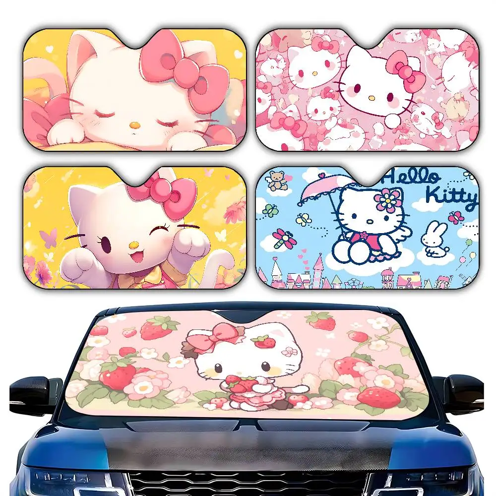 Urocza osłona przeciwsłoneczna do samochodu z motywem Hello Kitty, lekka, uniwersalna, składana osłona na przednią szybę.