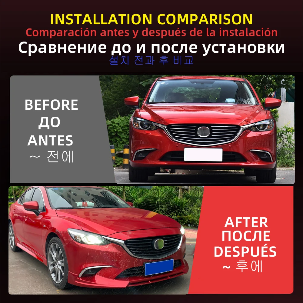 Car Front Bumper Splitter Lip Spoiler Diffuser Guard Body Kit For Mazda 6 Sedan 4 Door 2017 18 19 Tuning Exterior Accessories