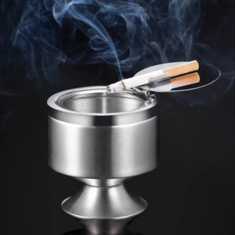 

Portable Round Spinning Cigarette Ash Stainless Steel Windproof Ashtray Cover Housewares Accessories