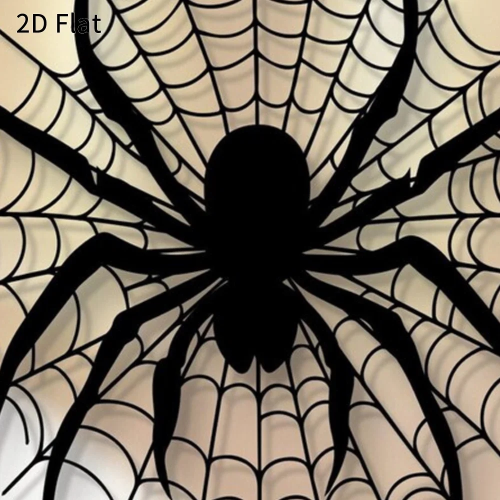 HELLOYOUNG Spooky Halloween Spider Wall Art, 2D Aluminum Spider Web Silhouette Decor, Black Spider Wall Hanging Halloween Party - view 5