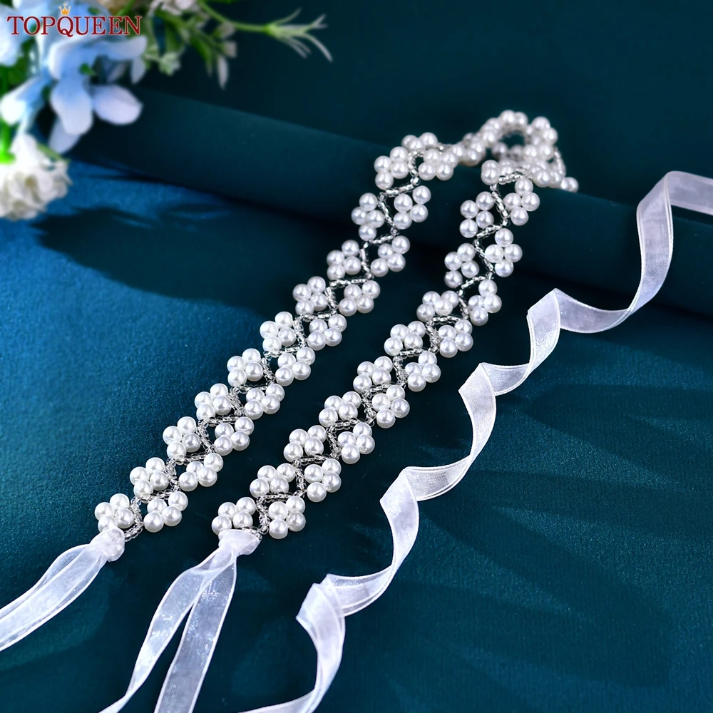 TOPQUEEN Elegant Beaded Women's Belt Sexy Waist Beaded Chain Belt Bohemian Wedding Belt Festival Jewelry Bridal Accessories S147