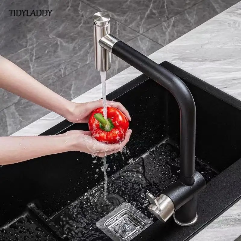 

Quartz Stone Universal Rotate Pull-Out Faucet Kitchen Sink Faucet Dual Effluent Modes Cold and Hot Dual Control Kitchen Faucet