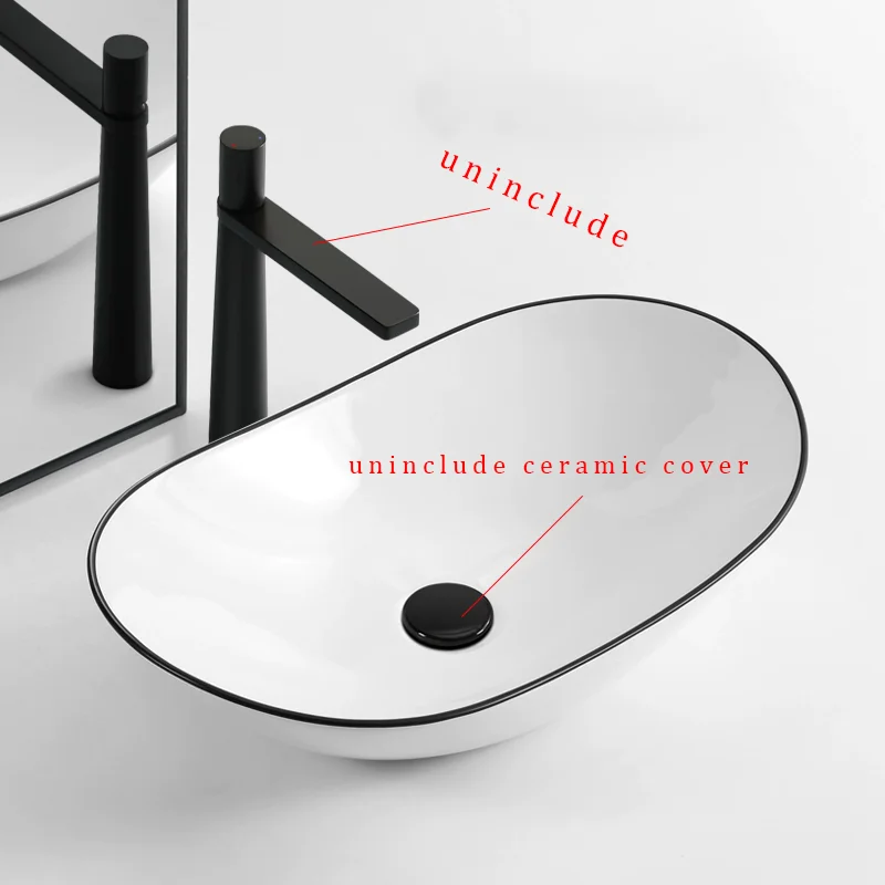 Elegant Ceramic Vessel Sink Ingot-Shaped Ceramic Washbasin Ideal for Modern Bathroom Fixtures, Suitable for Dressing Rooms