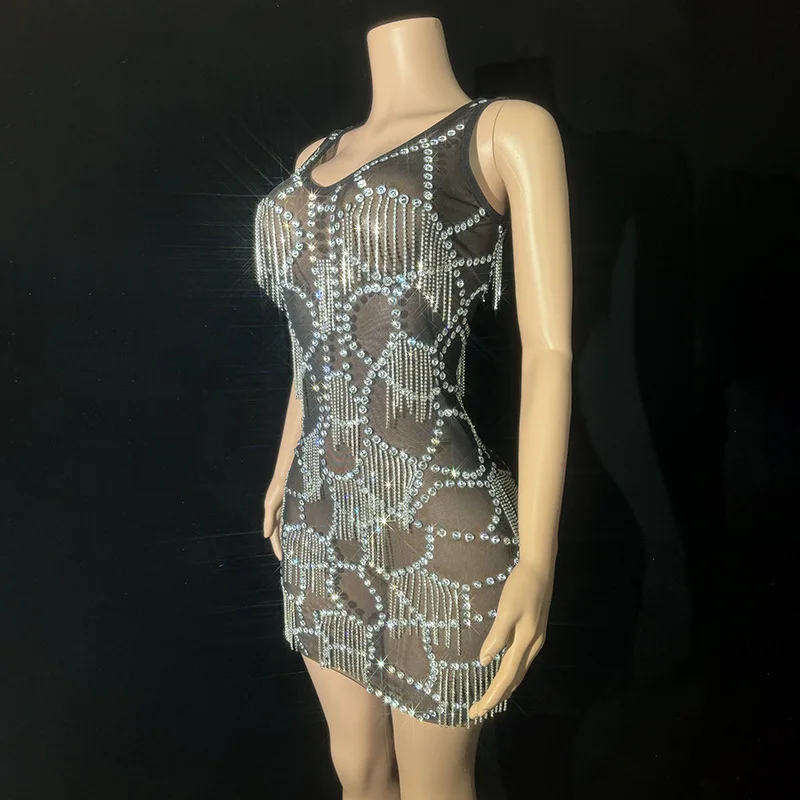 بار ملهى ليلي أداء شبكة سوداء منظور مثير مزاجه فستان سهرة الحدث المضيف مساء نموذج Vestidos Fiesta De Lujo