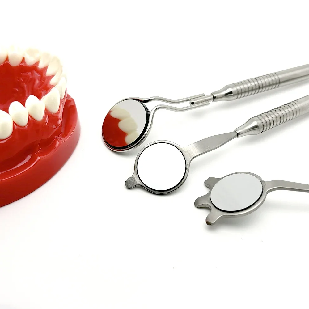 Dental Mouth Mirror High Quality Anti-Fog Rhodium Mirrors Reflectors with Handle Double Sided Reusable Tool