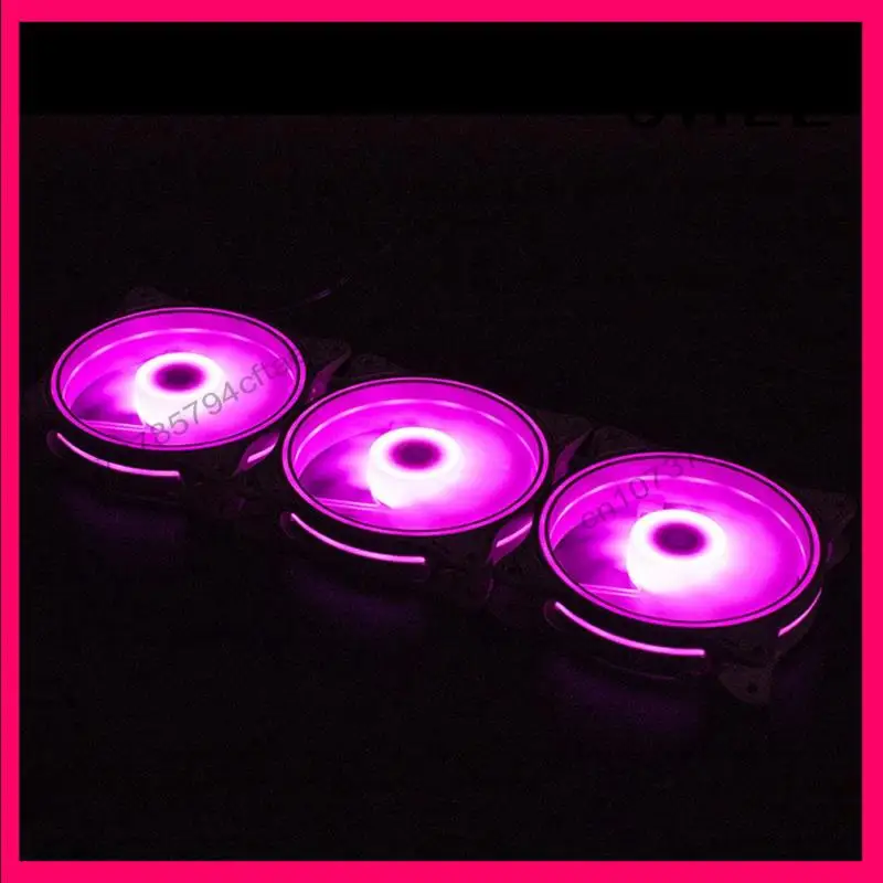

-A12R 4 Pin 120Mm Cool Fan Pc Fans 3 Aperture Interntl External Pink LED Large Air Volume Silent Fan For Pc Cooling 3 Pack