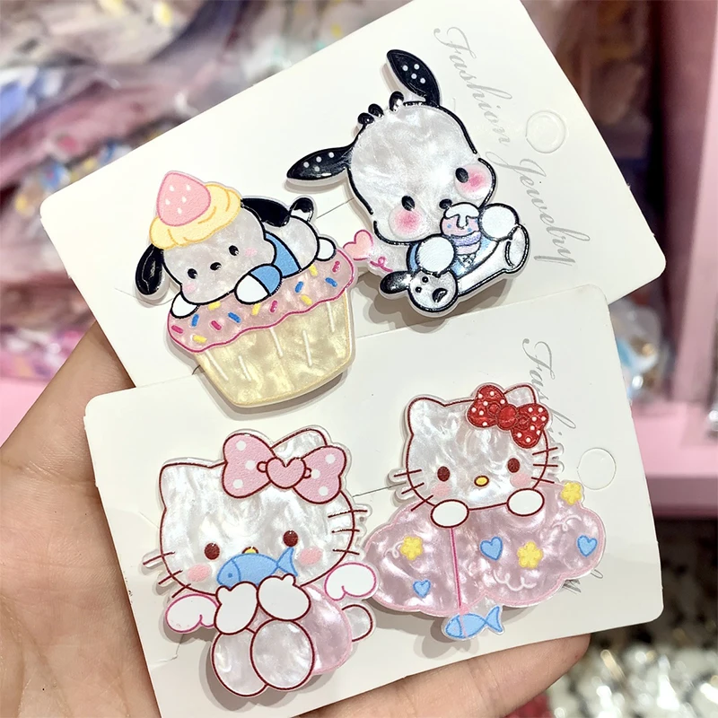 Hello Kitty Anime Kawaii Sanrio Hairpin Ins Girly Heart Student Cute Pochacco Cartoon Seaside Clip Headband Gifts for Girls