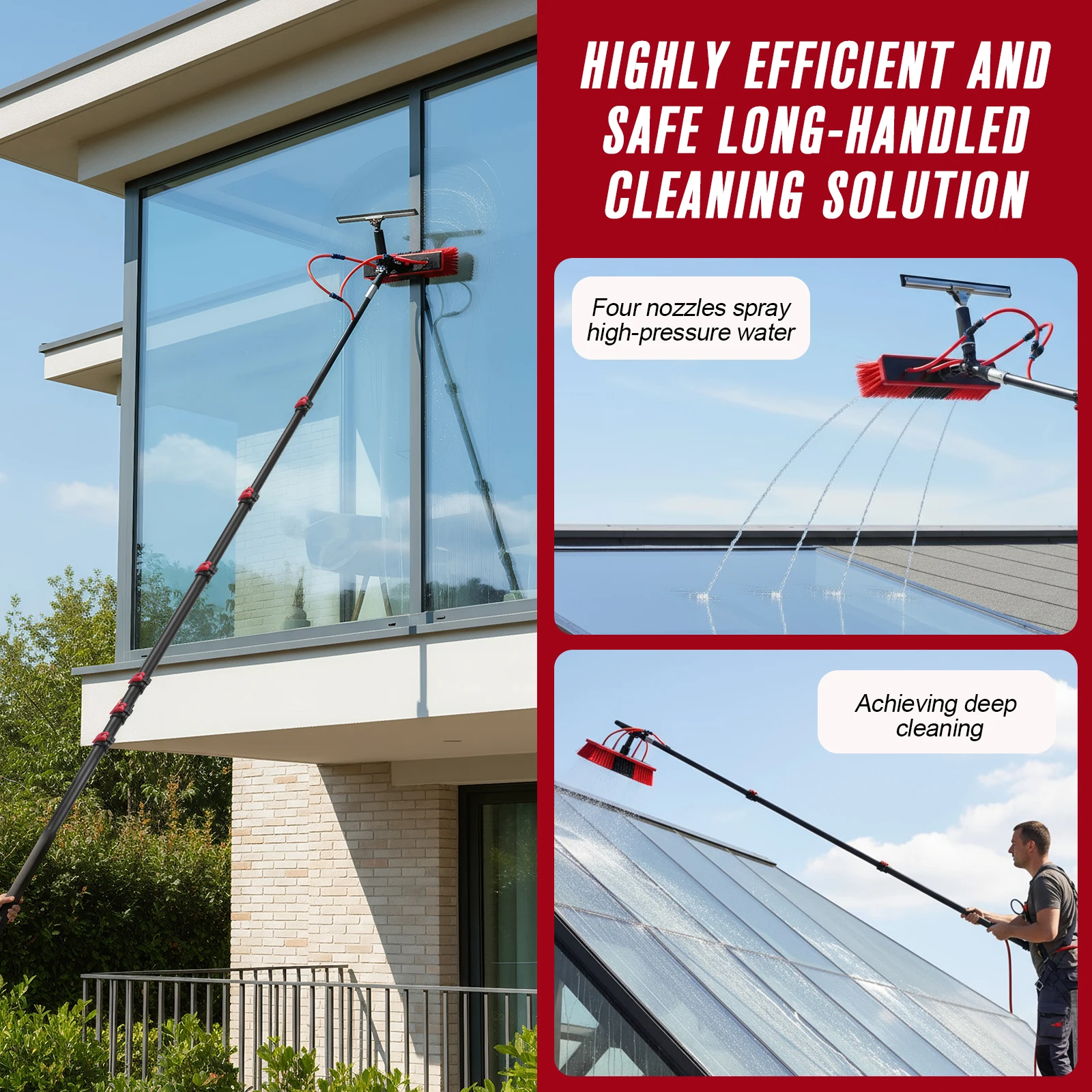 

11pcs Adjustable Solar Panel Cleaning Kit Stainless Steel Solar Panel Cleaning Brush and Squeegee Long Reach