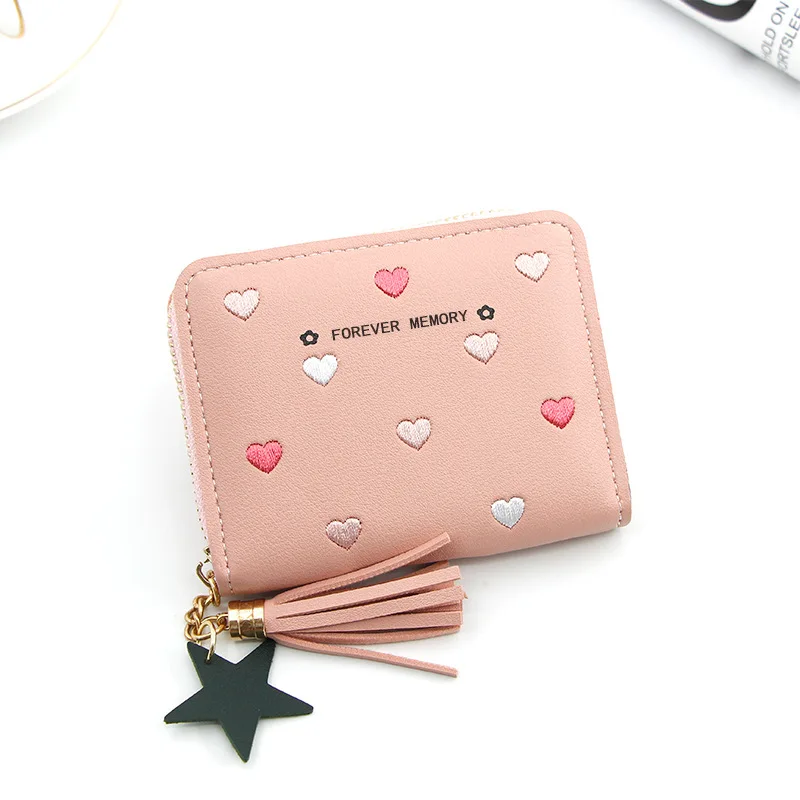 

Women Small Wallet Ladies Mini Tassel Wallet Cute Girl Short Zipper Lovely Pu Leather Coin Purse Female Hand Wallet Purse