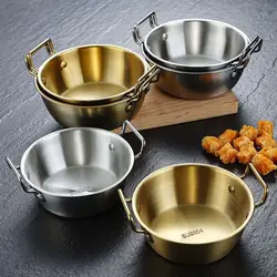 304 Stainless Steel Korean Cuisine Bowl Kitchen Tableware Snacks Rice Wine Bowls with Handle Sauce Seasoning Dish Food Container