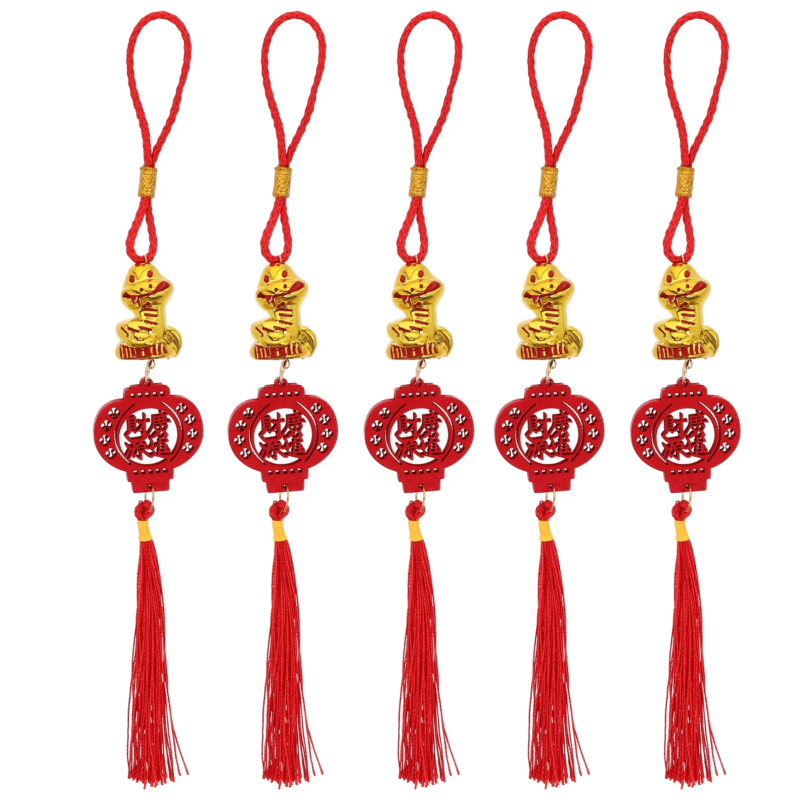

5Pcs Lunar New Year Snake Tassel Pendant Hanging Ornaments for Car Rear View Mirror Chinese New Year Charm Lucky Decor