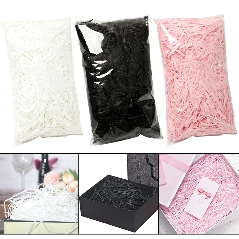 20/40/60g Raffia Paper Shreds & Strands Shredded Crinkle Confetti Pink White Black DIY Gift Box Wrapping & Basket Filling TMZ