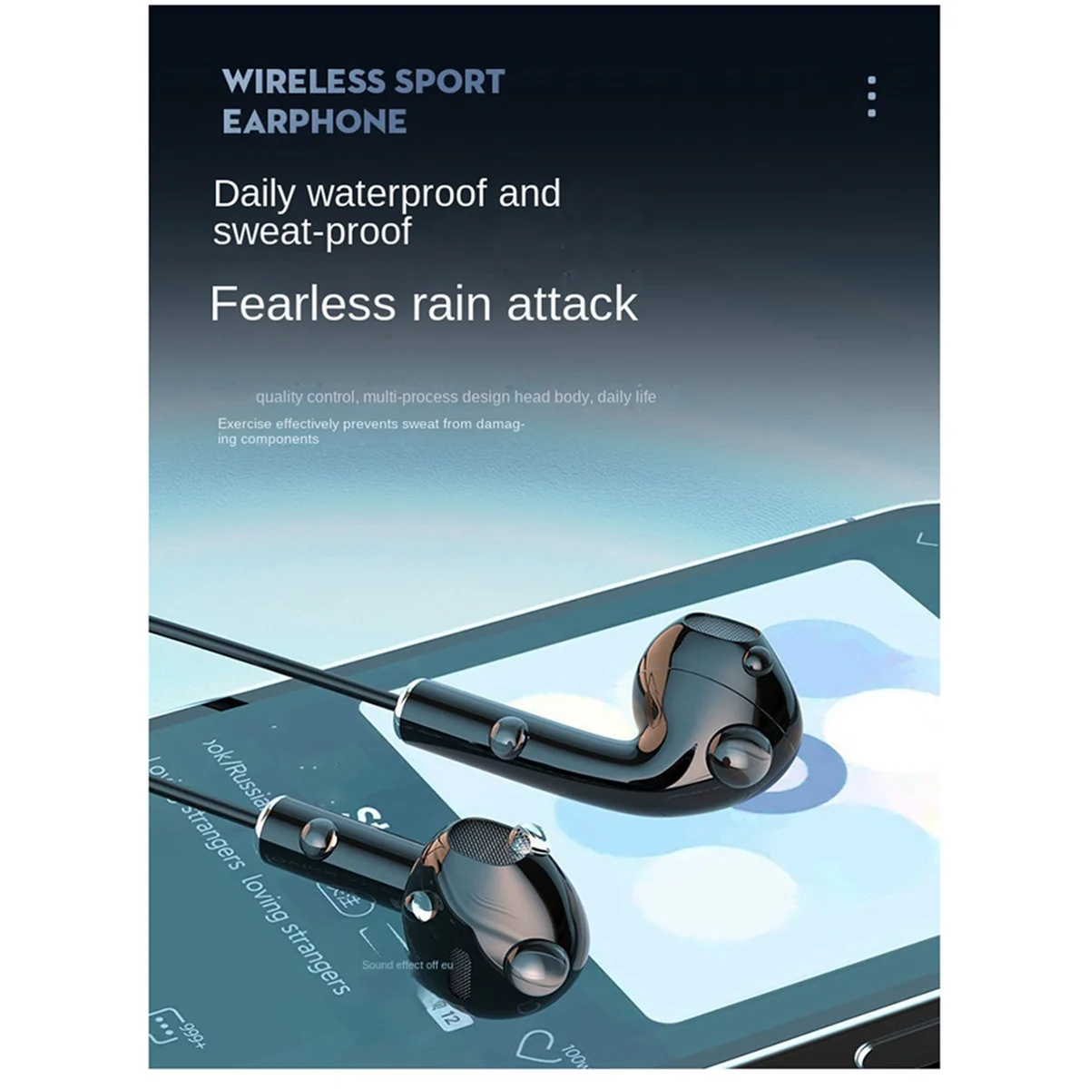 ABAN Neck Type Headset Stereo Noise Reduction Universal Sport Ear Headset Mic Wireless Bluetooth