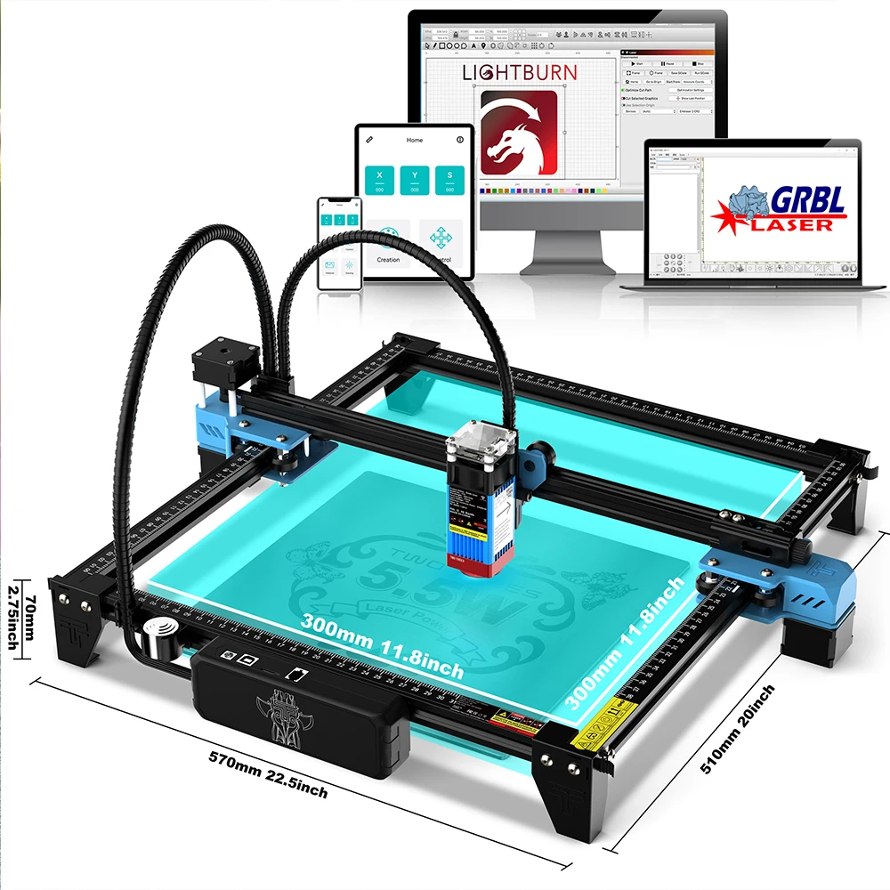 Machine de découpe de gravure laser 80W 445 ± 5nm Machine de commande numérique par ordinateur à lumière bleue TwoTrees TTS-55 pro graveur laser avec contrôle hors ligne Wifi