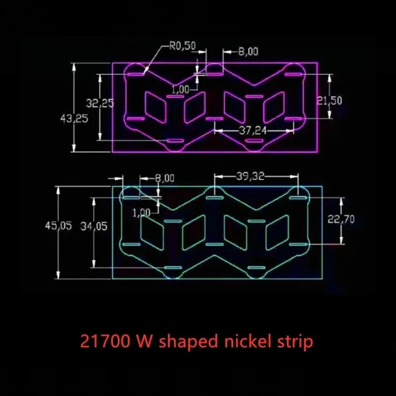 1 metr 21700 niklowany pasek odległość od środka 21.5/22.7mm ukośny niklowany arkusz niklowy typu W zgrzewanie punktowe baterii litowych