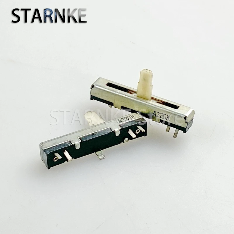 3PCS 35mm A220K 4-pin single-joint Straight Sliding potentiometer, Sound And Light Control Fader For mixer, Sliding Stroke 20mm