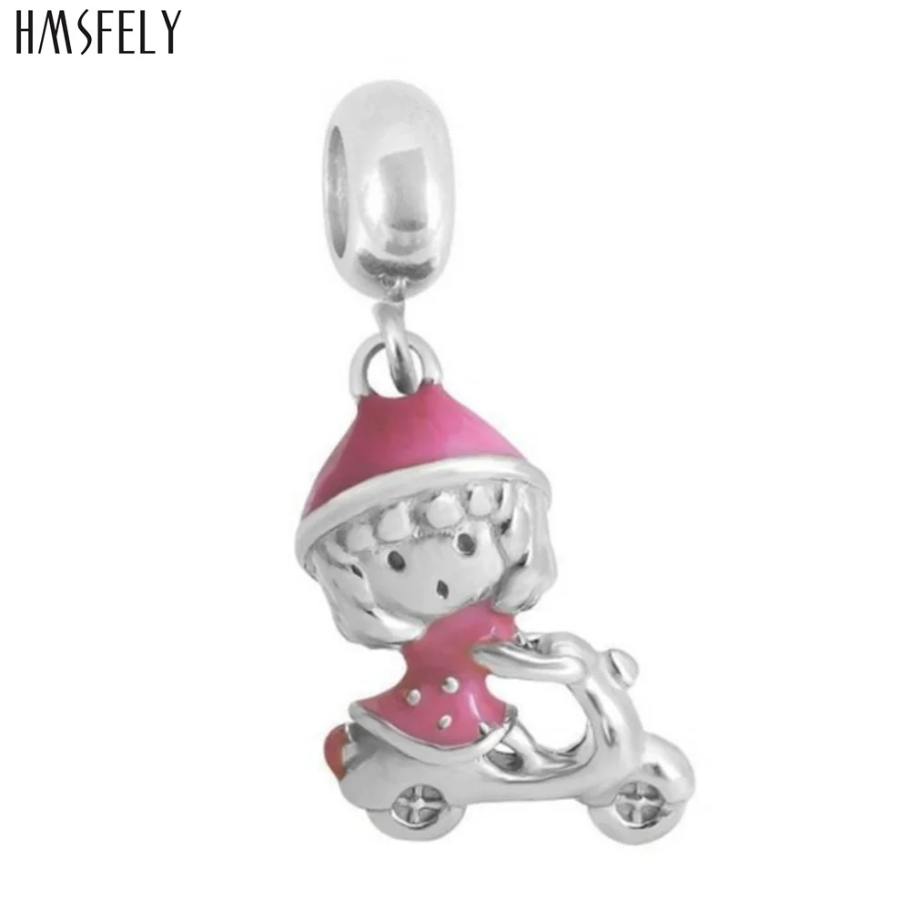 HMSFELY ride bicycle Girl Pendant For DIY Bracelet Necklace Jewelry Making Accessories Women Bracelets Parts