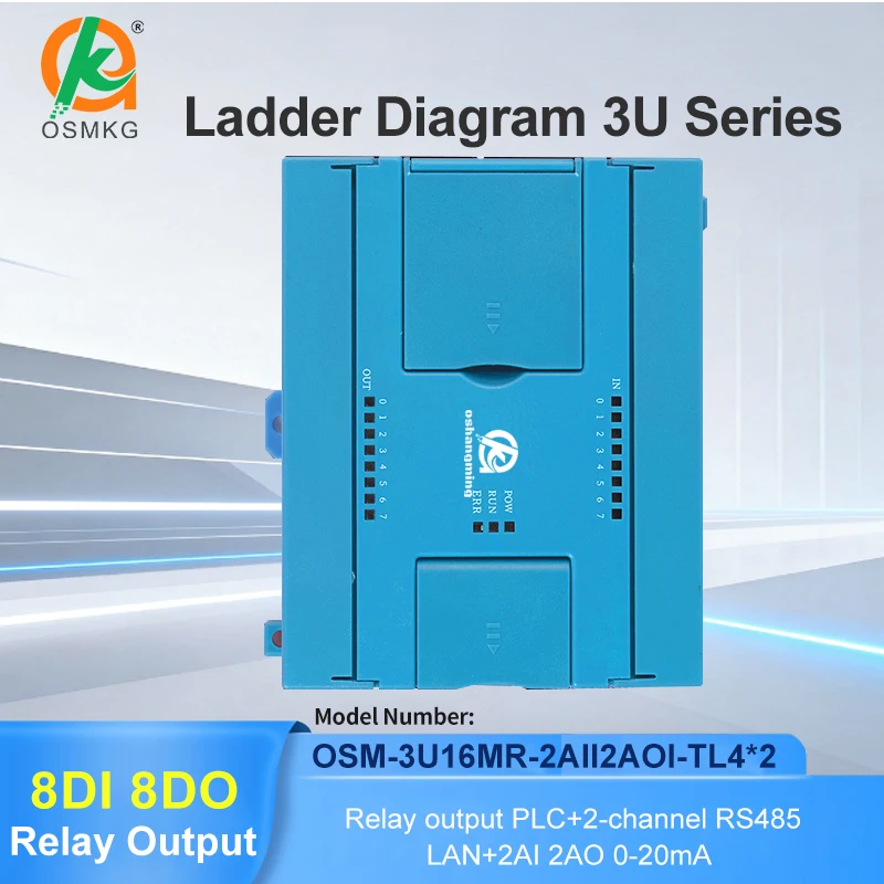oshangming-8-channel-plc-relay-output-rs485-lan-2-channel-analog-input-output-modbus-rtu-tcp-ladder-diagram-plc-controller