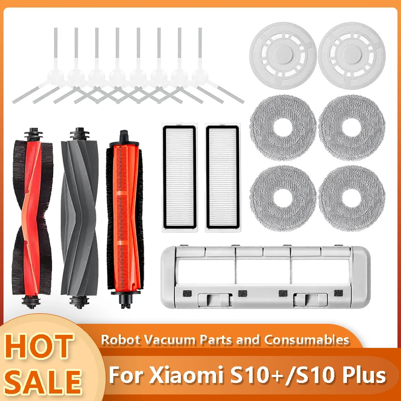 For Xiaomi S10+/S10 Plus/B105 Robot Vacuum Cleaner Accessories Main Brush Side Brush Hepa Filter Mop Cloth Dust Bag Parts Spare