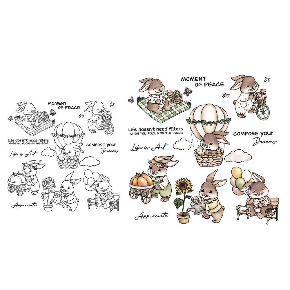 Mangocraft Easter Series Rabbits Life Clear Stamp DIY Scrapbooking Supplies Silicone Stamp For Card Making Albums Crafts Decor