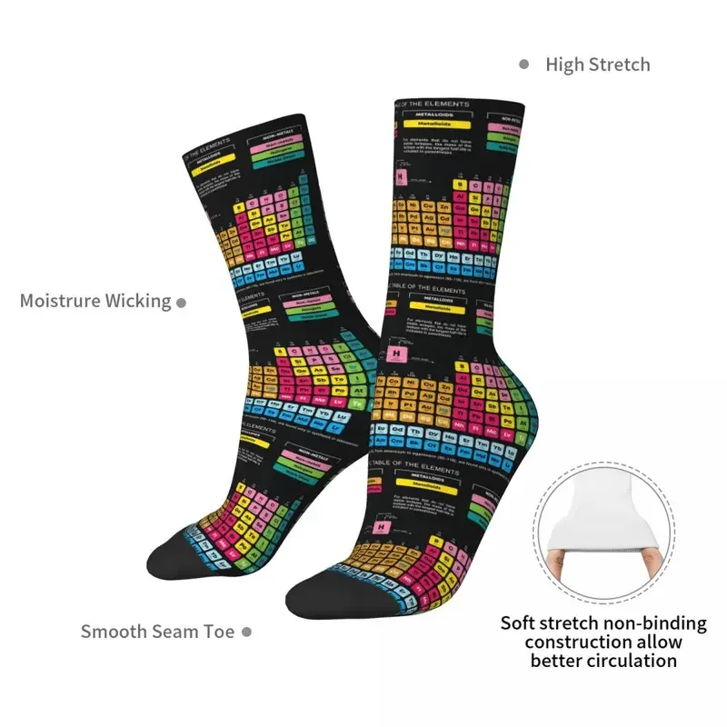 Y2K Periodic Table Of The Elements Harajuku Sweat Absorbing Stockings All Season Long Socks Accessories For Unisex Gifts