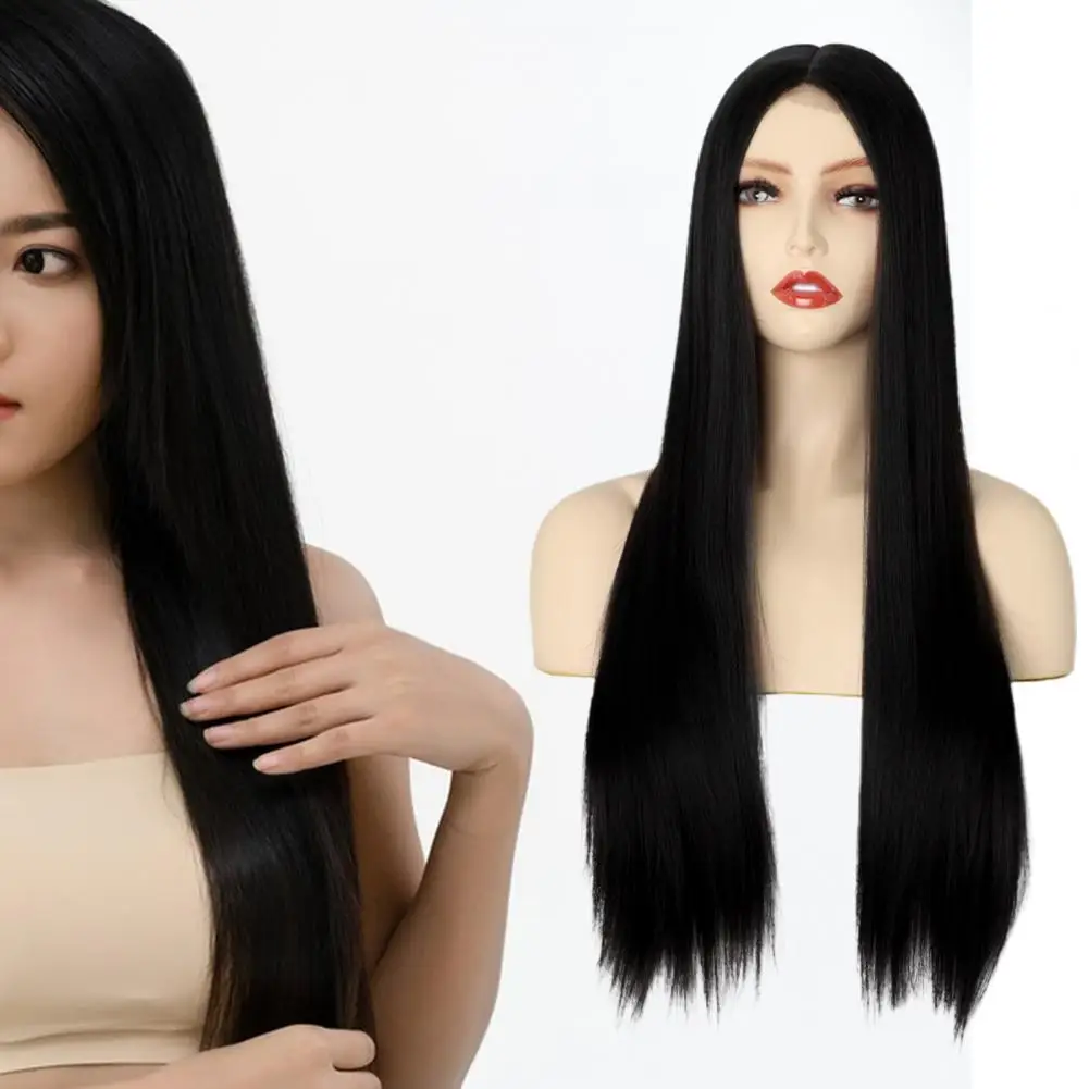 75cm Hair Wig High Temperature Silk Feminine Fluffy Natural Looking Hair Styling Cosmetics Tool Women Long Straight Wig Lady