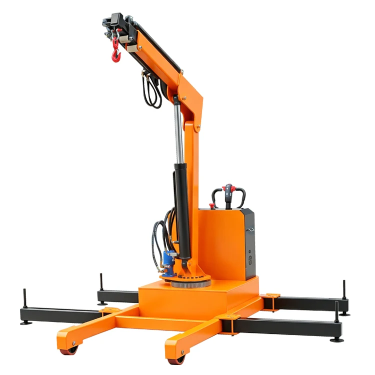 Mobile Walking 1.5 Ton Crane Hydraulic Lifter Easy Moving Cargo Crane
