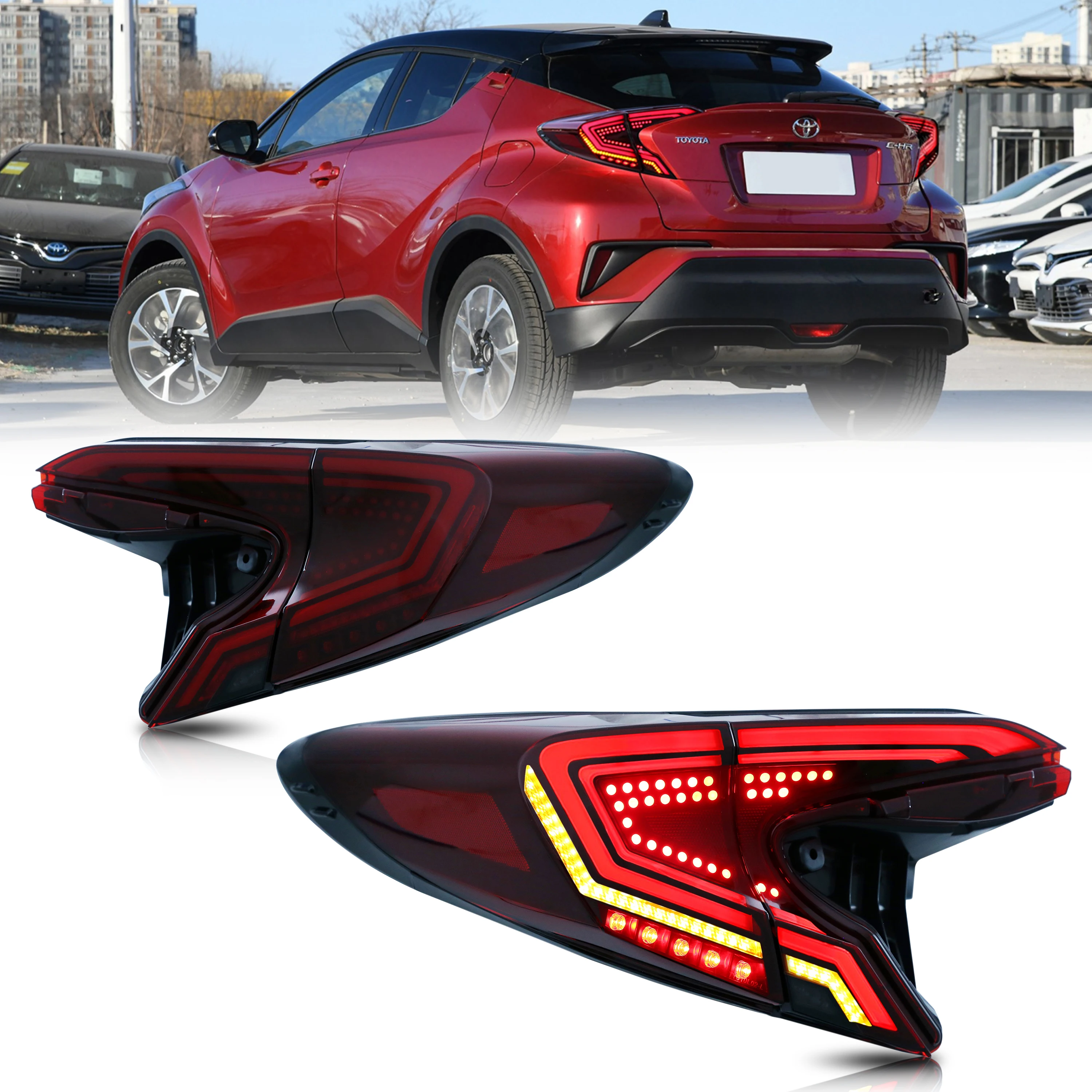 LED Tail Lights for Toyota C-HR 2018 2019 2020 2021 2022 Start-Up Animation Blackout Rear Lamp Assembly