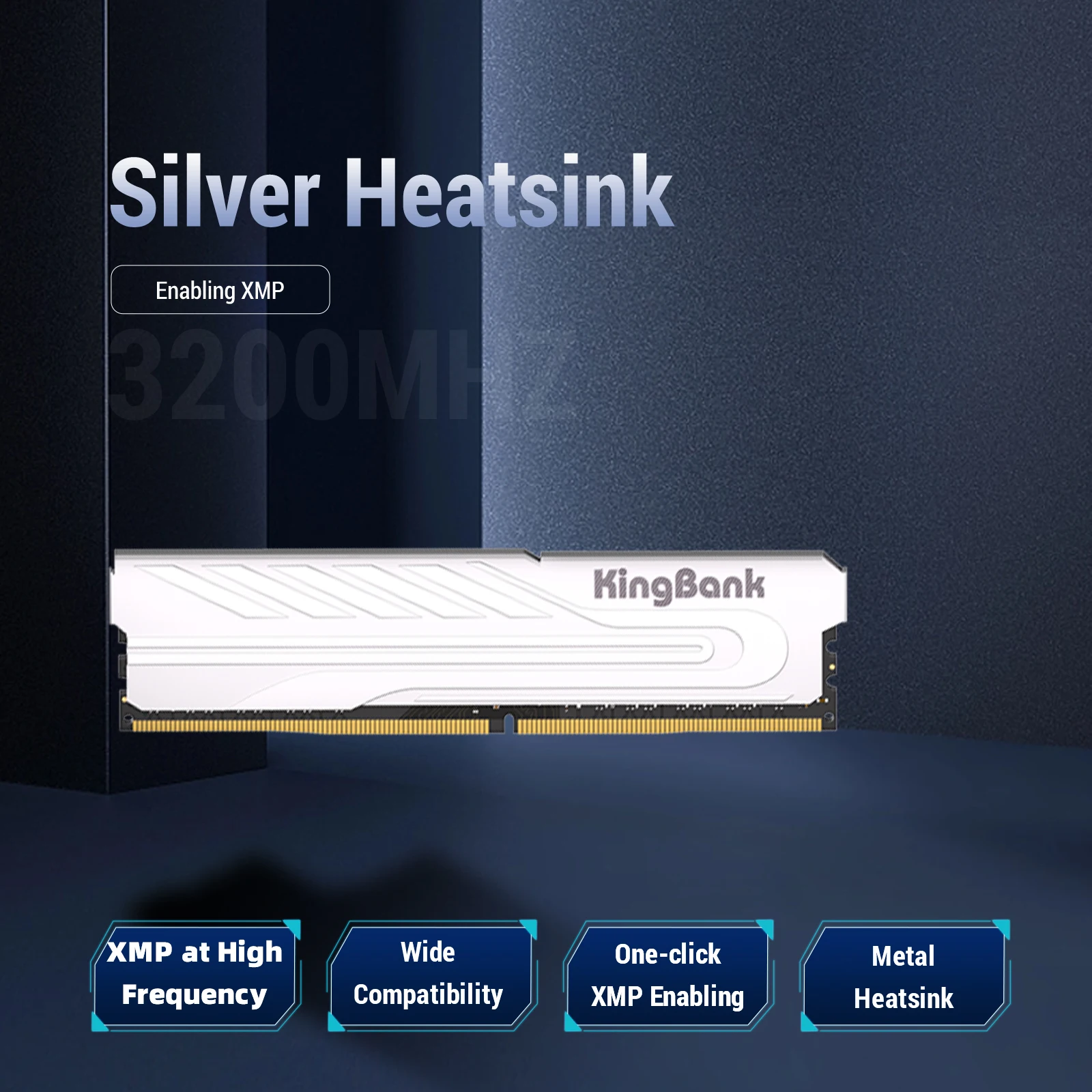 Imagem -02 - Kingbank Memoria Ram Ddr4 8gb 8gbx2 16gb 3200mhz Xmp Desktop Memoria Ddr4 Dual Channel Ram para Computador pc Silver Dissipador de Calor