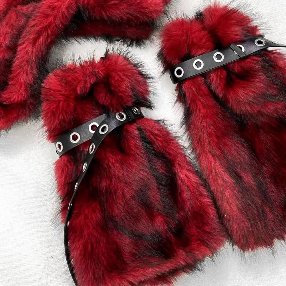 Leg Protector Y2K Faux Fur Leg Warmers Punk Style Thick Faux Furry Belt Warm Waistband Long Warm Waistband Cosplay Costume
