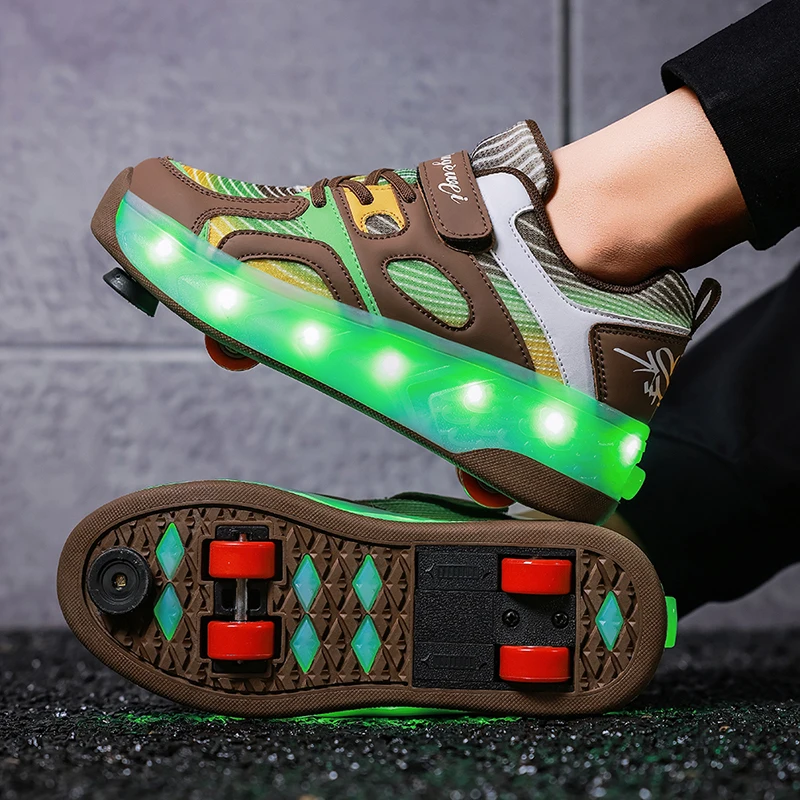 Boys's Shoes with Wheels Roller Skate Shoes for Daily Walking Children's Gift Speed Roller Skates Racing Sneaker with 4 Wheels