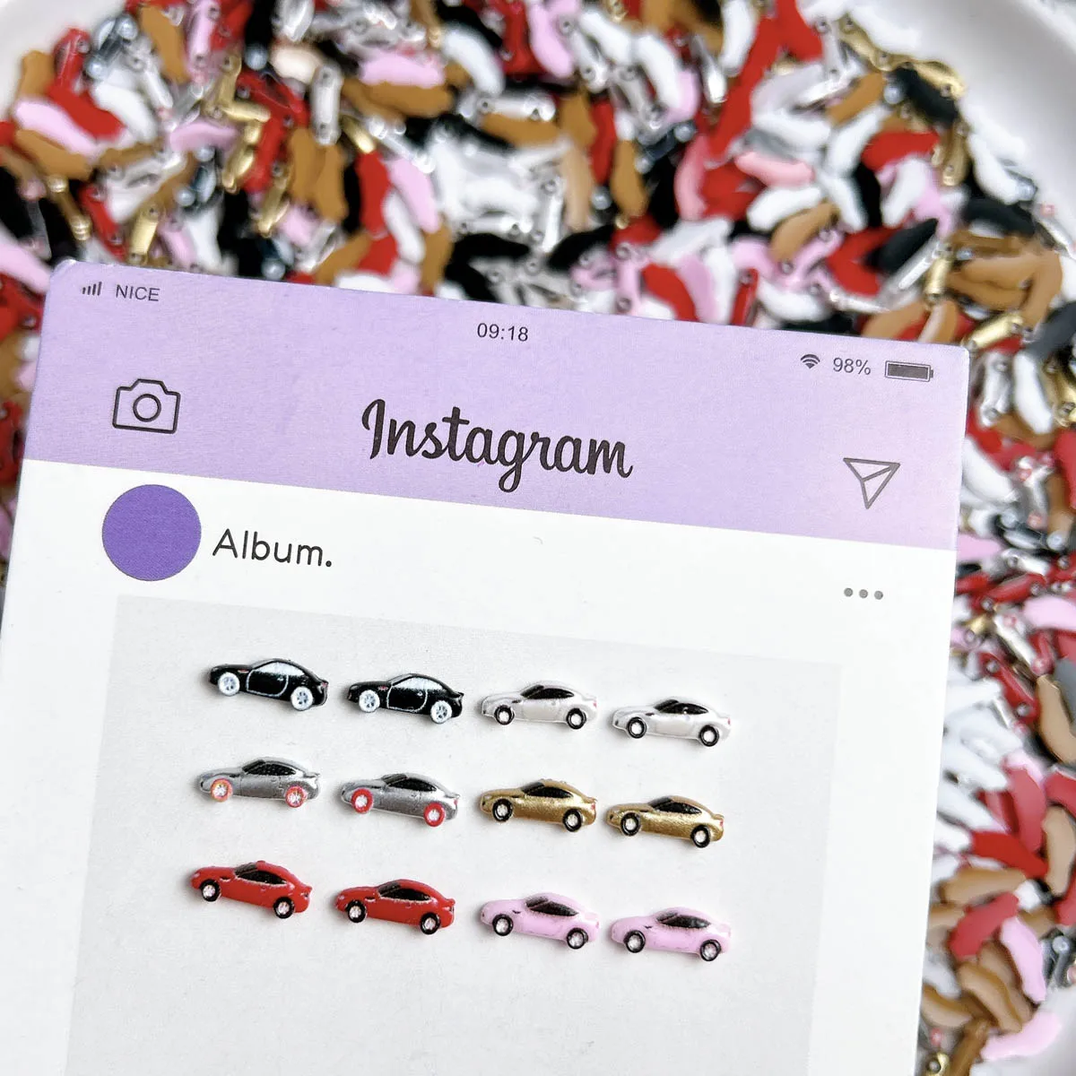 20 قطعة غريبة ملتوي ملون سيارة مسمار الفن السحر ثلاثية الأبعاد الإبداعية رائعتين واقعية سيارة الراتنج مسمار الزينة DIY بها بنفسك الأظافر أجزاء