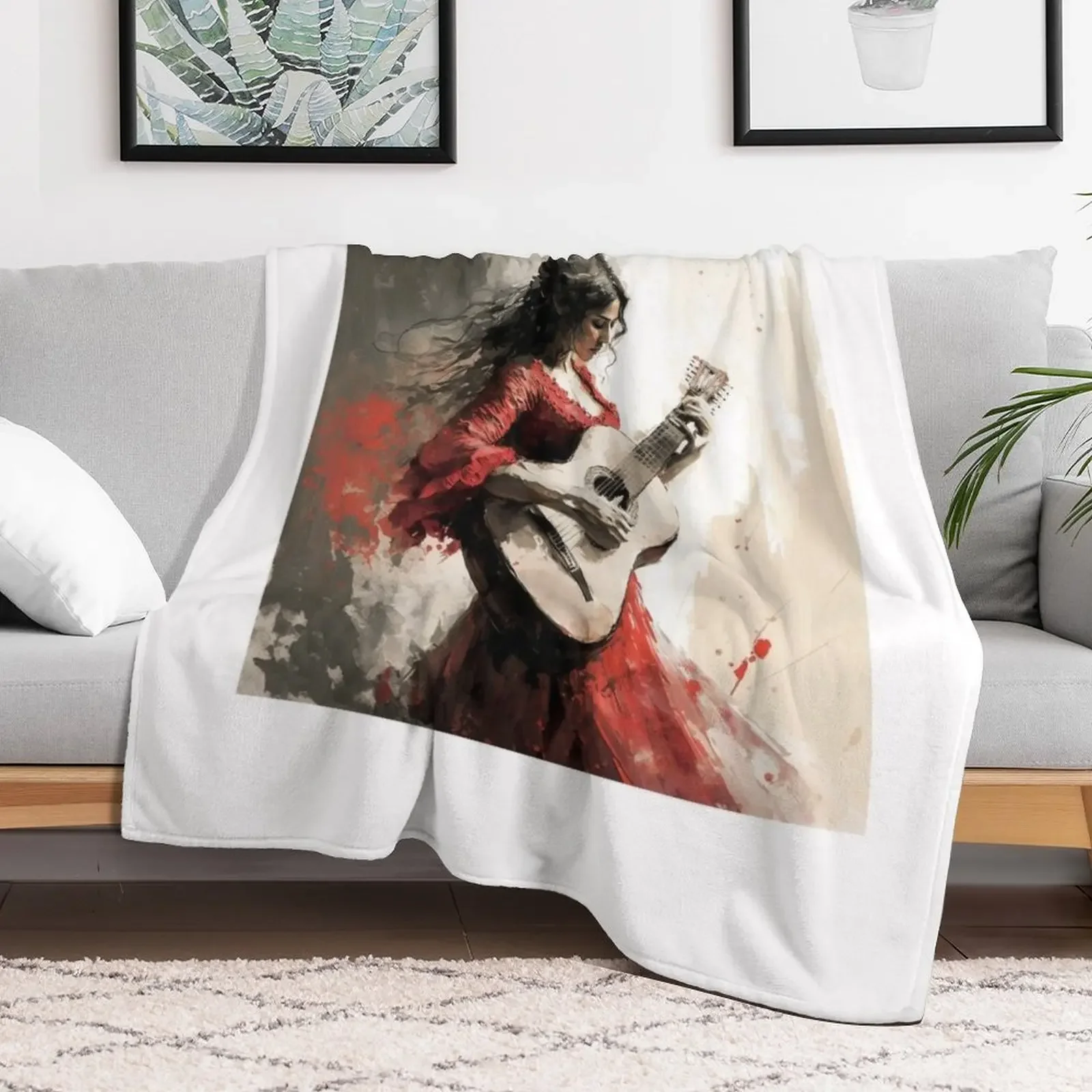 Flamenco Dance Girl Gitana Modern Flamenco Girl Flamenco Passion Throw Blanket funny gift for sofa Hairys Blankets