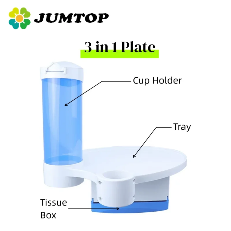 JUMTOP كرسي الأسنان قشارة صينية 3 في 1 كوب رف تخزين الجدول الأنسجة صندوق إضافي صينية حامل الكأس