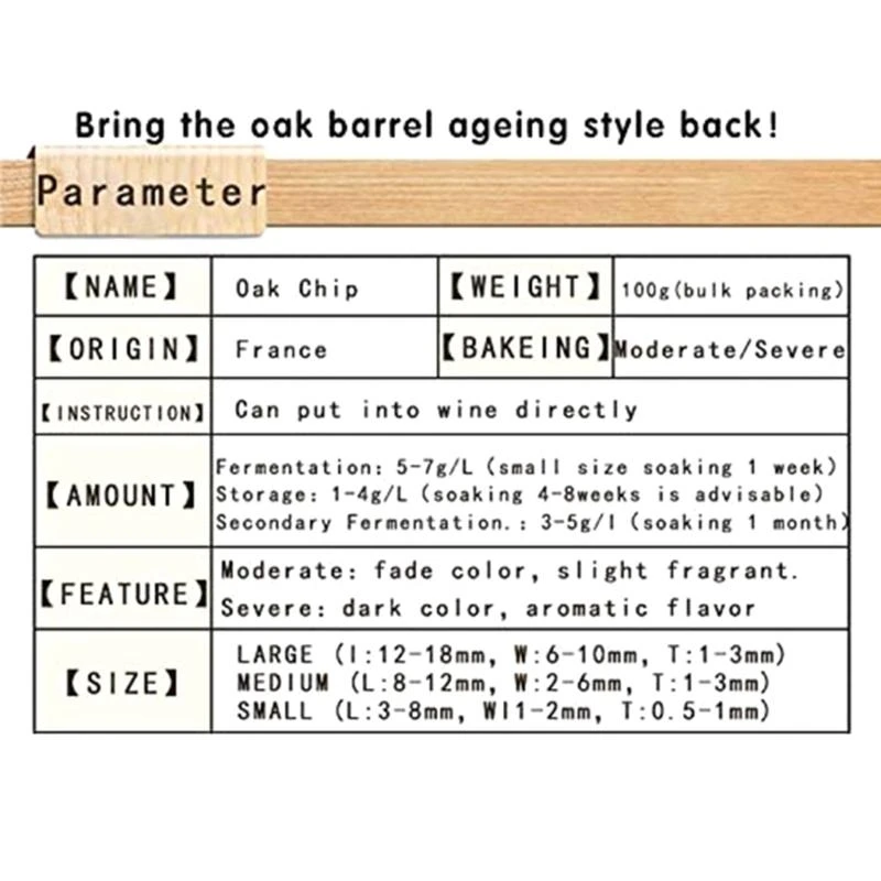 80g Oak Chips Bar Brandy Brewing Accessory Heavy Toasted Oak Chip