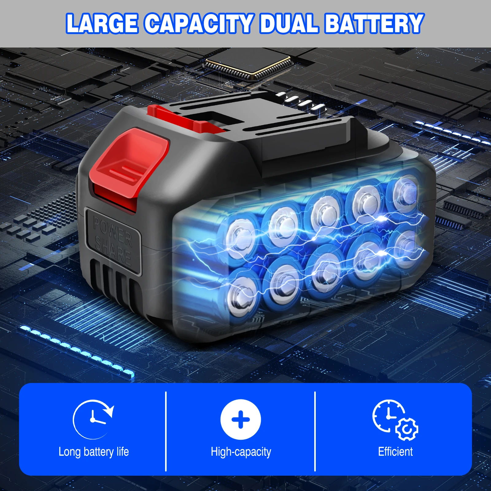 21V Bürstenlose Akku-Kettensäge 16 Zoll, Batteriebetriebene Elektro-Kettensäge mit Doppelbatterien, Automatische Ölschmierung Werkzeuglose Kettenspannung für Baumschnitt und Brennholz – Detail 12