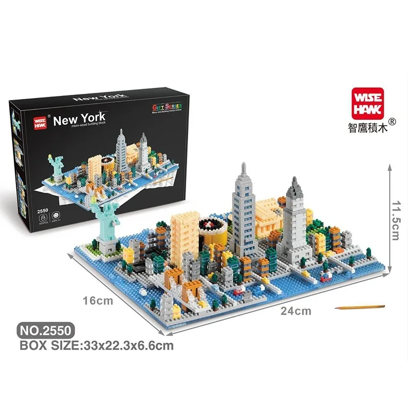 Cidade nova york londres vista de rua bloco de construção arquitetura américa inglaterra modelo tijolos diamante kits brinquedos presentes 2550 2551